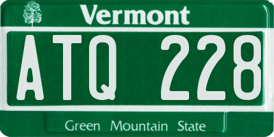 VT license plate ATQ228