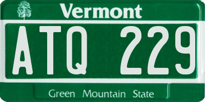 VT license plate ATQ229
