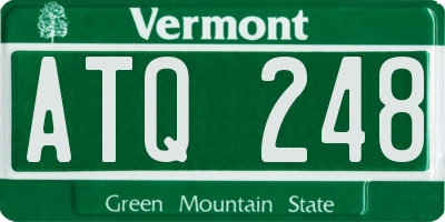 VT license plate ATQ248