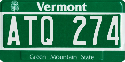 VT license plate ATQ274