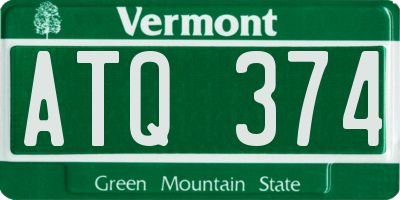 VT license plate ATQ374