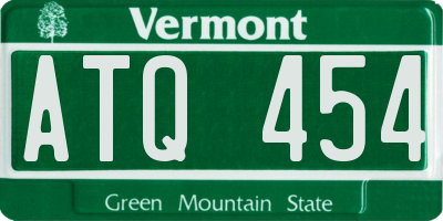 VT license plate ATQ454