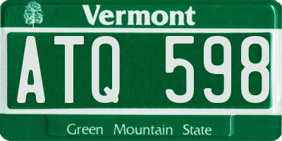 VT license plate ATQ598