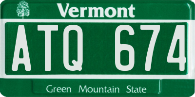 VT license plate ATQ674