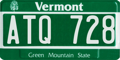 VT license plate ATQ728