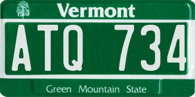 VT license plate ATQ734