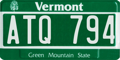 VT license plate ATQ794