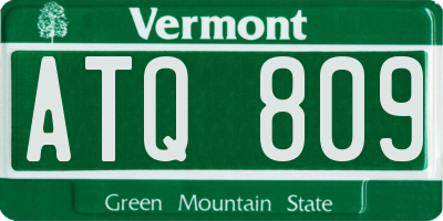 VT license plate ATQ809