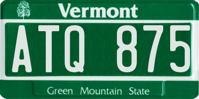 VT license plate ATQ875