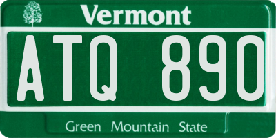 VT license plate ATQ890