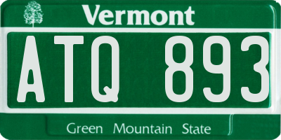 VT license plate ATQ893