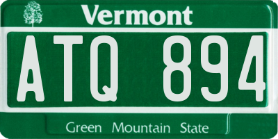 VT license plate ATQ894