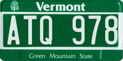 VT license plate ATQ978