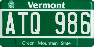 VT license plate ATQ986