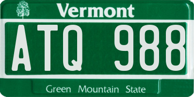 VT license plate ATQ988