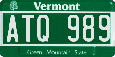 VT license plate ATQ989