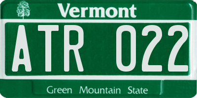 VT license plate ATR022