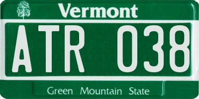 VT license plate ATR038