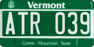 VT license plate ATR039