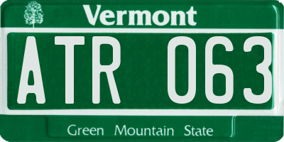 VT license plate ATR063