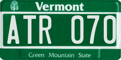 VT license plate ATR070