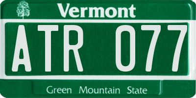 VT license plate ATR077