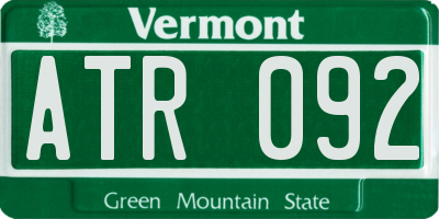 VT license plate ATR092