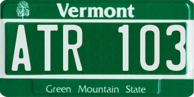 VT license plate ATR103