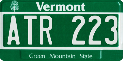 VT license plate ATR223