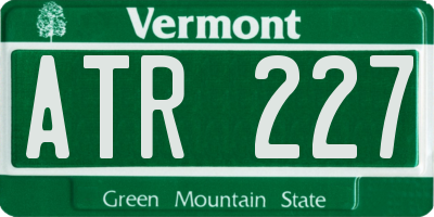 VT license plate ATR227