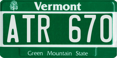 VT license plate ATR670