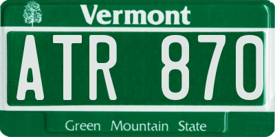 VT license plate ATR870