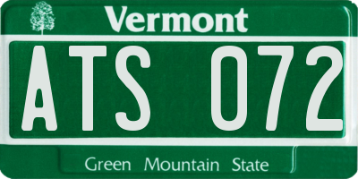 VT license plate ATS072