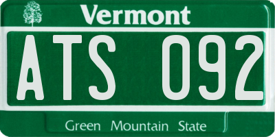 VT license plate ATS092