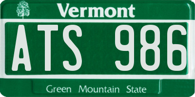 VT license plate ATS986