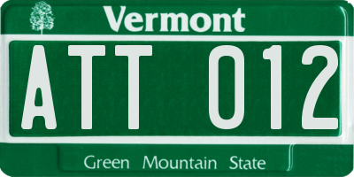 VT license plate ATT012