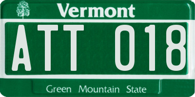 VT license plate ATT018
