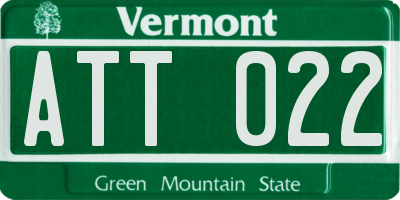 VT license plate ATT022