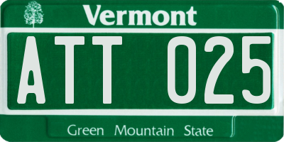 VT license plate ATT025