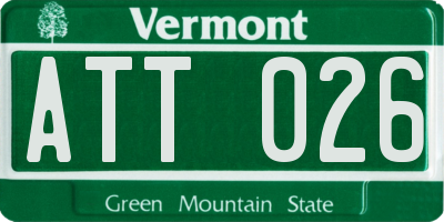 VT license plate ATT026