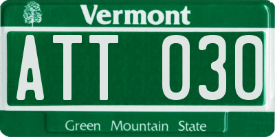 VT license plate ATT030