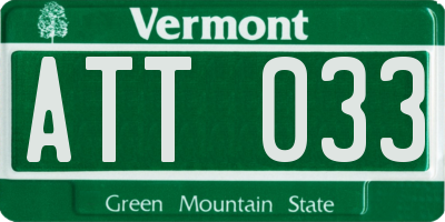 VT license plate ATT033