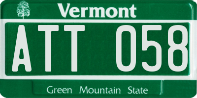 VT license plate ATT058