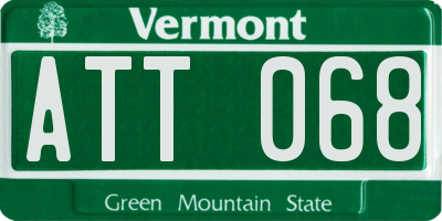 VT license plate ATT068