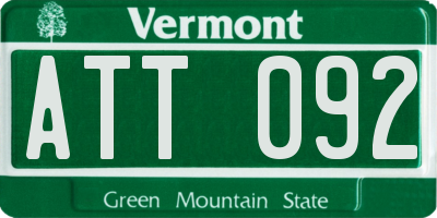 VT license plate ATT092