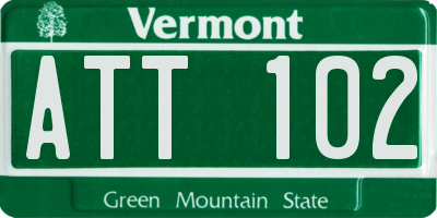 VT license plate ATT102