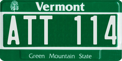 VT license plate ATT114