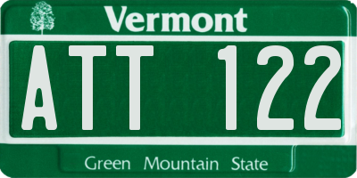 VT license plate ATT122