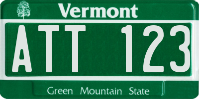 VT license plate ATT123