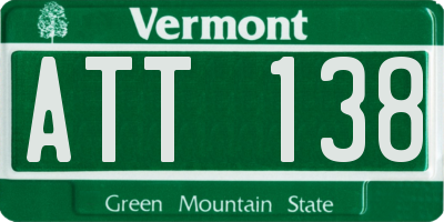 VT license plate ATT138